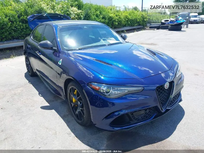 2020 Alfa Romeo Giulia Quadrifoglio Rwd VIN: ZARFAMEV7L7632532 Lot: 42191025
