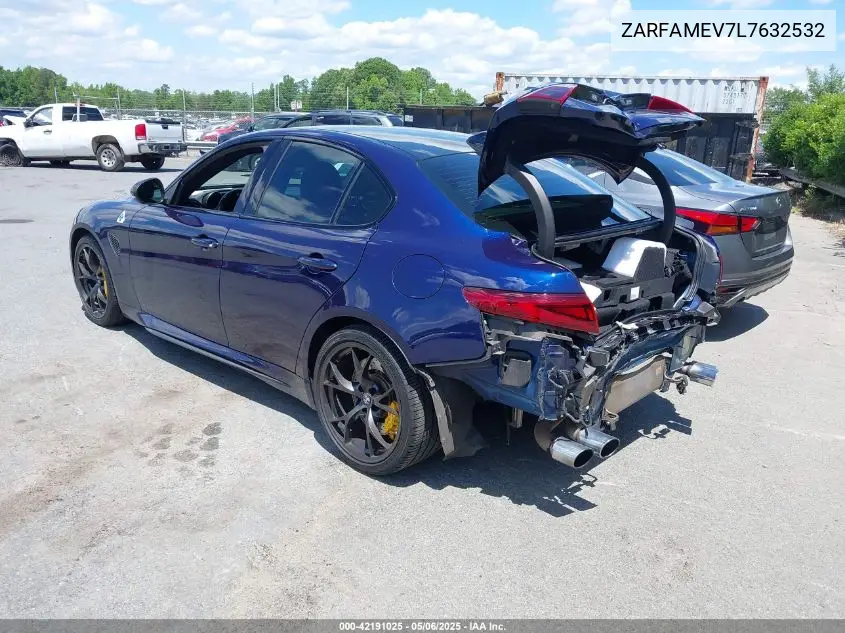 2020 Alfa Romeo Giulia Quadrifoglio Rwd VIN: ZARFAMEV7L7632532 Lot: 42191025