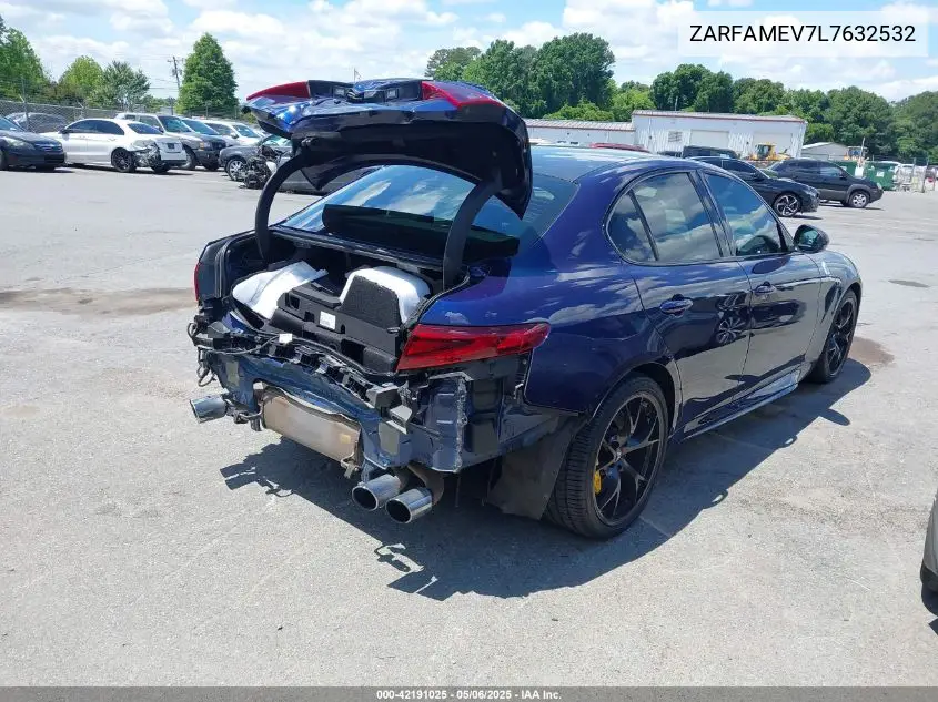 2020 Alfa Romeo Giulia Quadrifoglio Rwd VIN: ZARFAMEV7L7632532 Lot: 42191025