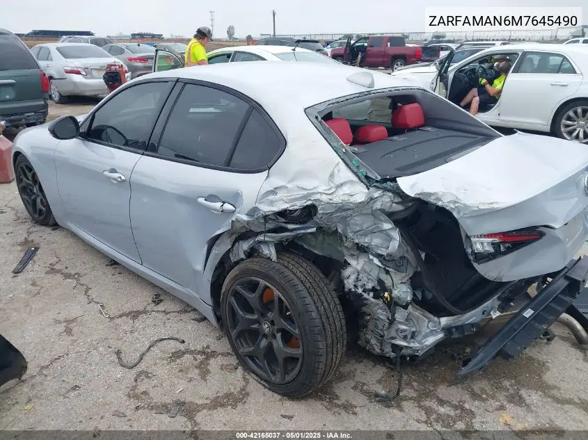 2021 Alfa Romeo Giulia Rwd VIN: ZARFAMAN6M7645490 Lot: 42165037