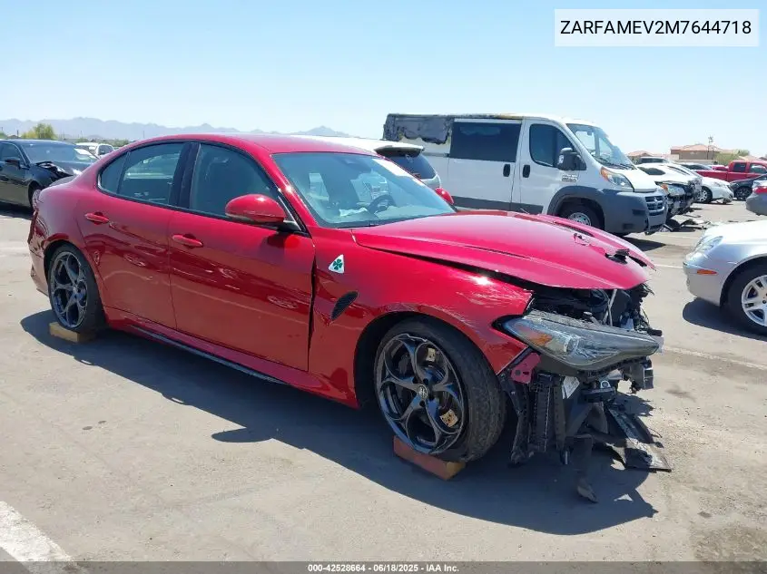 2021 Alfa Romeo Giulia Quadrifoglio Rwd VIN: ZARFAMEV2M7644718 Lot: 42528664