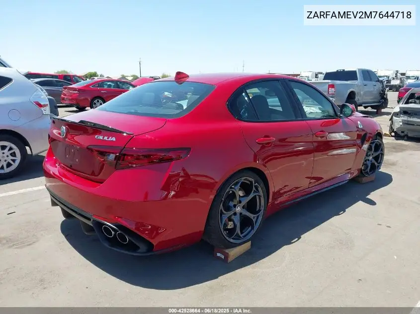 2021 Alfa Romeo Giulia Quadrifoglio Rwd VIN: ZARFAMEV2M7644718 Lot: 42528664