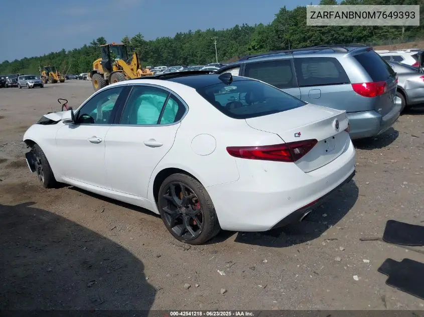 2021 Alfa Romeo Giulia Ti Awd VIN: ZARFANBN0M7649393 Lot: 42541218