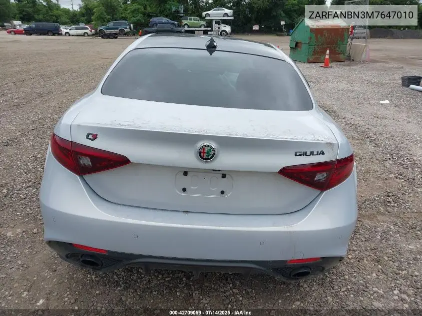 2021 Alfa Romeo Giulia Ti Sport Awd VIN: ZARFANBN3M7647010 Lot: 42709059