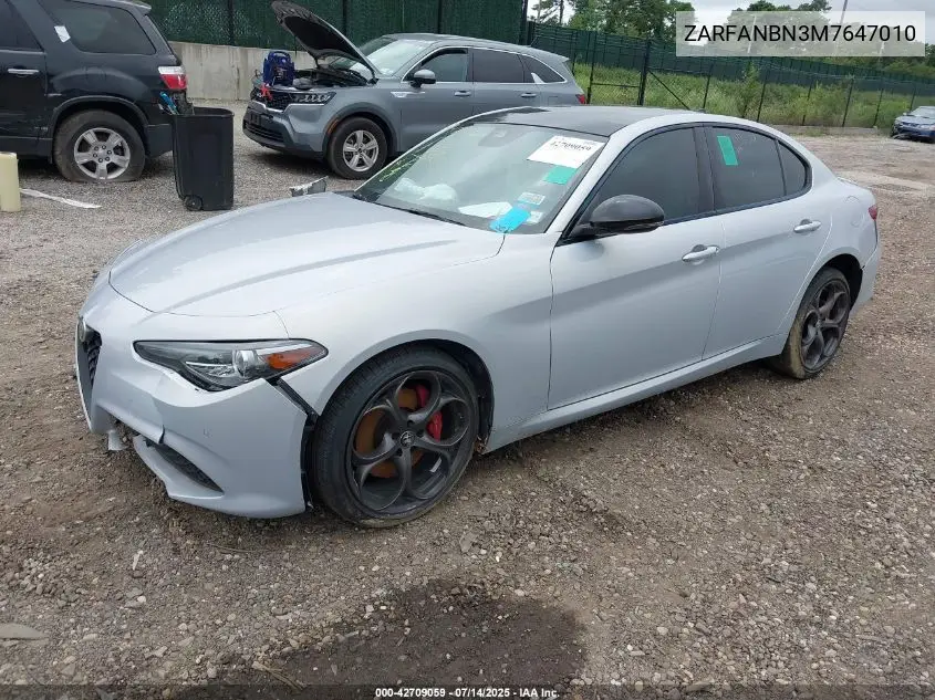 2021 Alfa Romeo Giulia Ti Sport Awd VIN: ZARFANBN3M7647010 Lot: 42709059