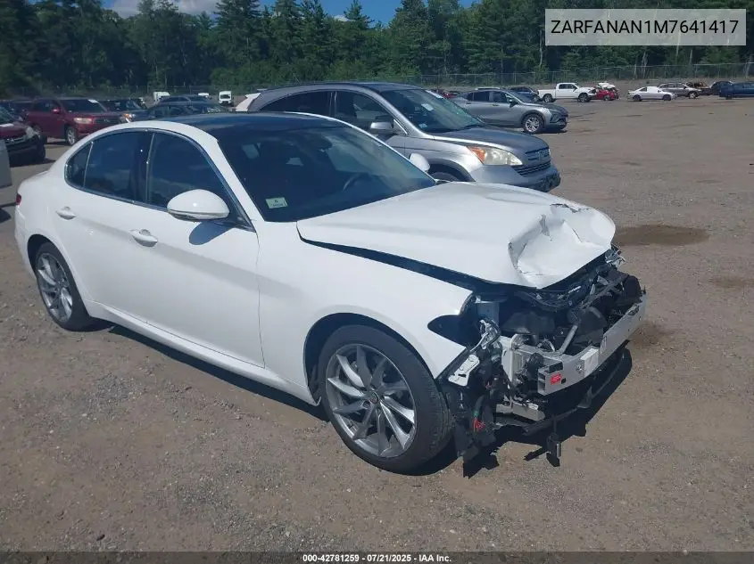 2021 Alfa Romeo Giulia Awd VIN: ZARFANAN1M7641417 Lot: 42781259