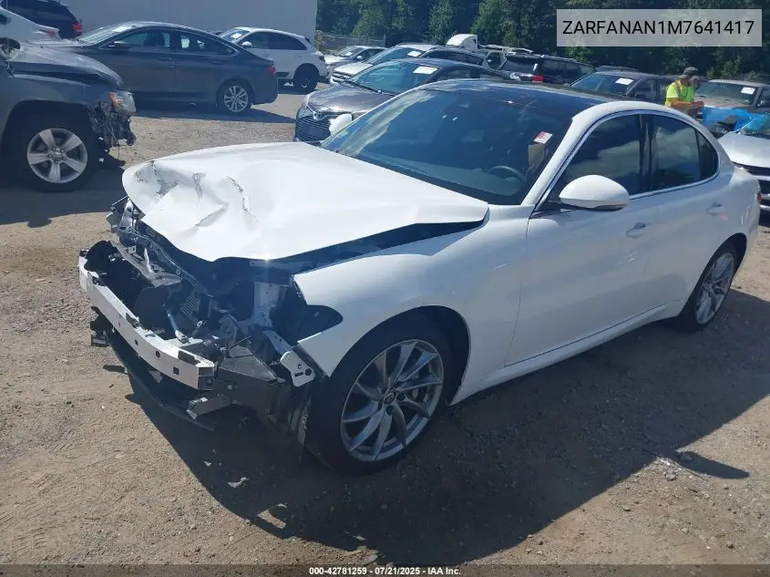 2021 Alfa Romeo Giulia Awd VIN: ZARFANAN1M7641417 Lot: 42781259
