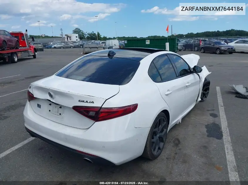 2021 Alfa Romeo Giulia Ti Awd VIN: ZARFANBNXM7644184 Lot: 42815184