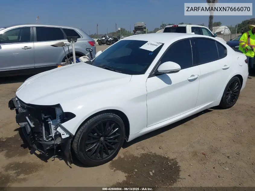 2022 Alfa Romeo Giulia Sprint Rwd VIN: ZARFAMANXN7666070 Lot: 42508504