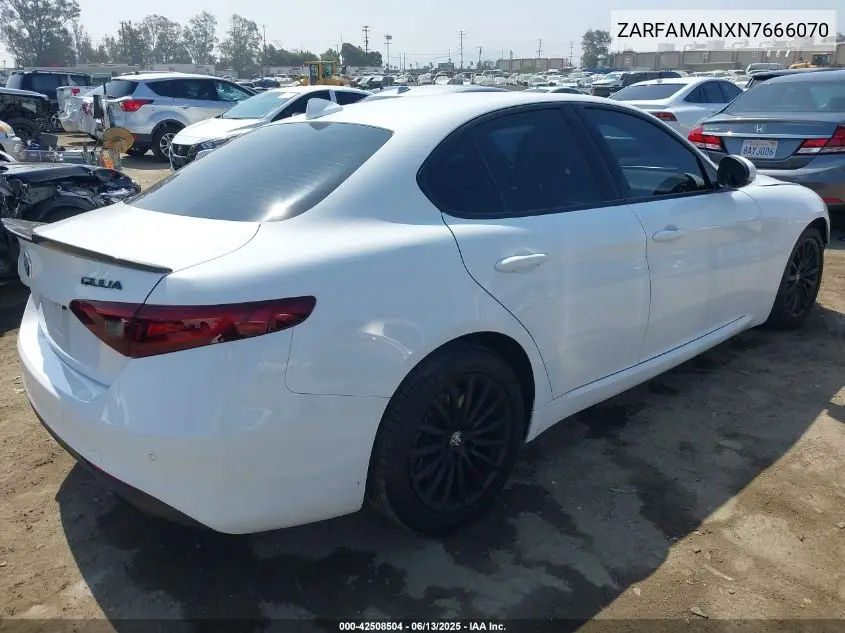 2022 Alfa Romeo Giulia Sprint Rwd VIN: ZARFAMANXN7666070 Lot: 42508504