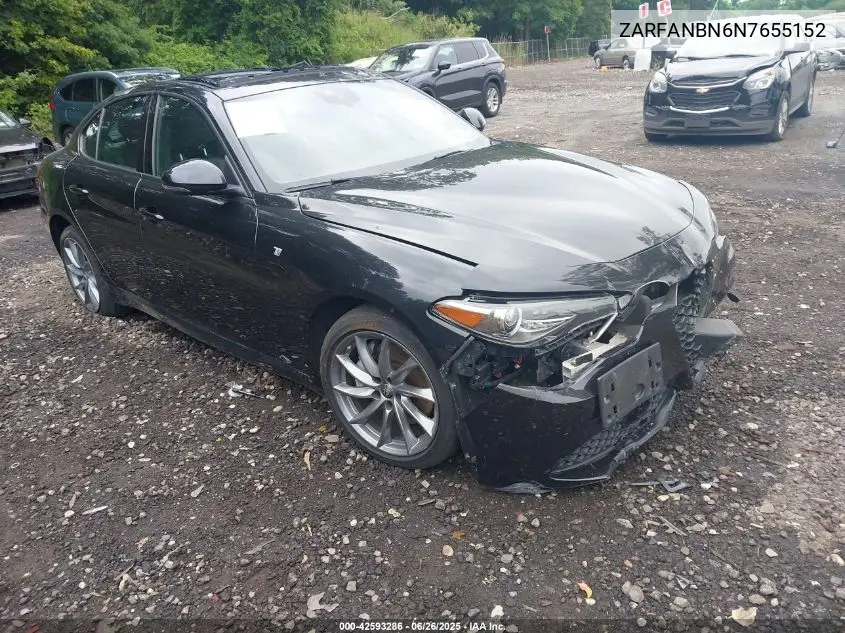 2022 Alfa Romeo Giulia Ti Awd VIN: ZARFANBN6N7655152 Lot: 42593286