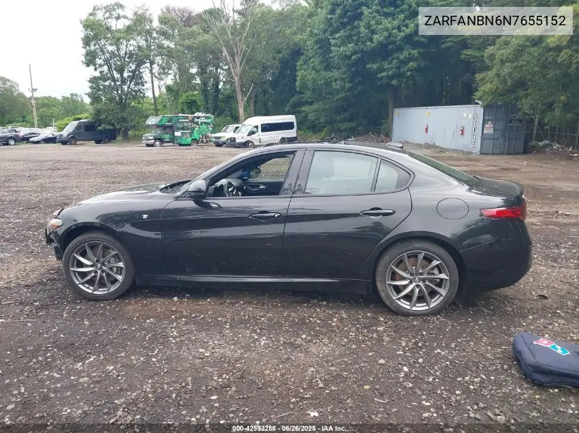 2022 Alfa Romeo Giulia Ti Awd VIN: ZARFANBN6N7655152 Lot: 42593286