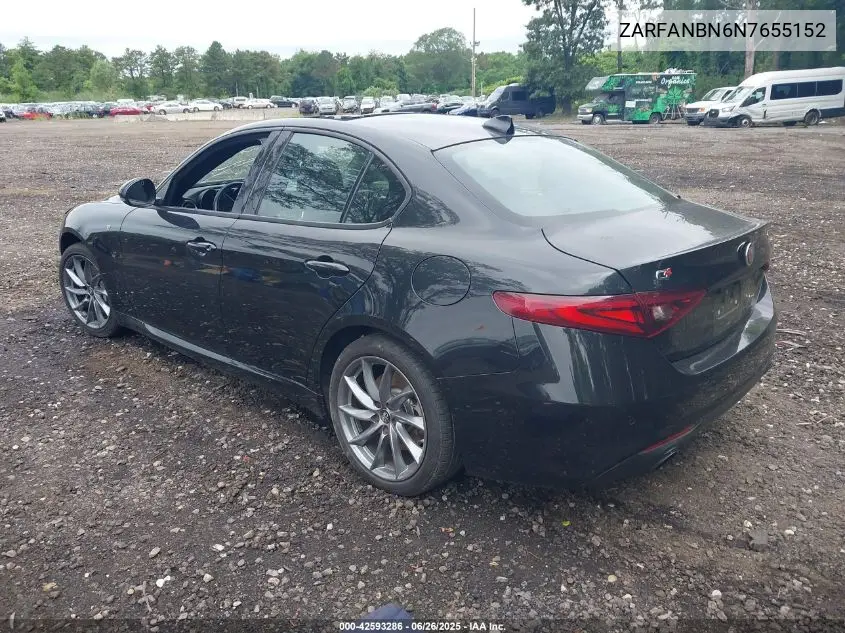 2022 Alfa Romeo Giulia Ti Awd VIN: ZARFANBN6N7655152 Lot: 42593286