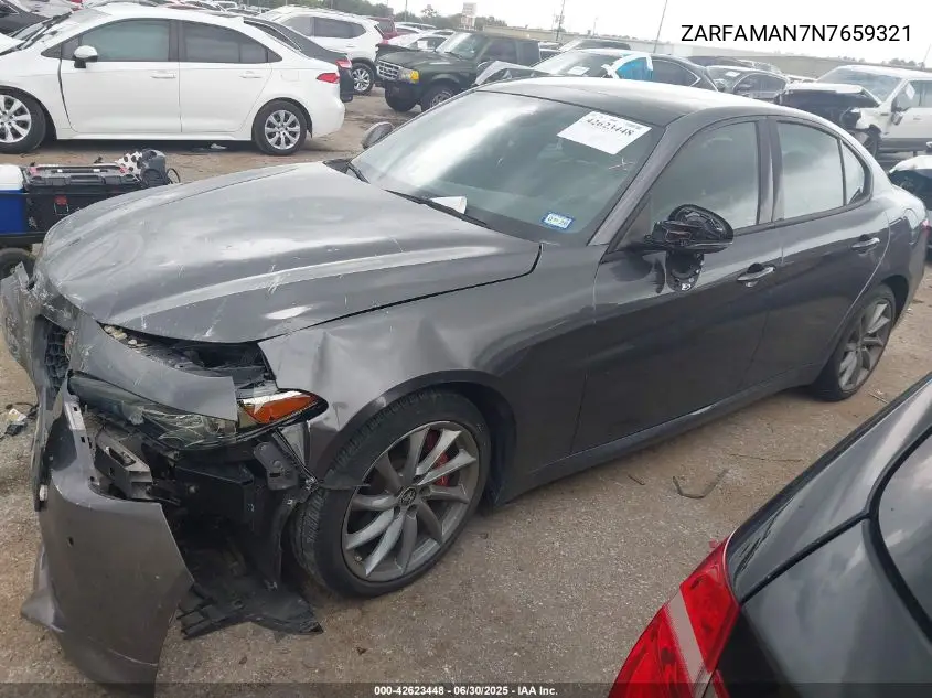 2022 Alfa Romeo Giulia Sprint Rwd VIN: ZARFAMAN7N7659321 Lot: 42623448