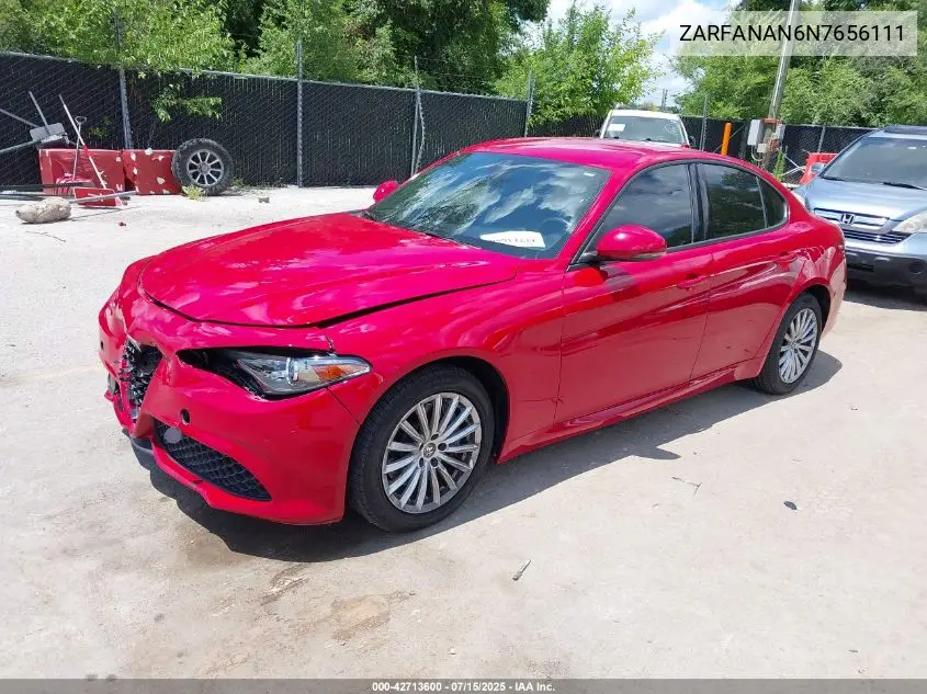 2022 Alfa Romeo Giulia Sprint Awd VIN: ZARFANAN6N7656111 Lot: 42713600