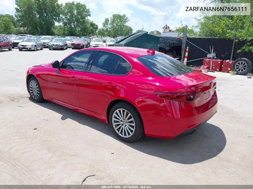 2022 Alfa Romeo Giulia Sprint Awd VIN: ZARFANAN6N7656111 Lot: 42713600