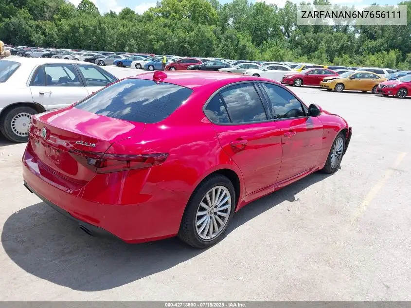 2022 Alfa Romeo Giulia Sprint Awd VIN: ZARFANAN6N7656111 Lot: 42713600