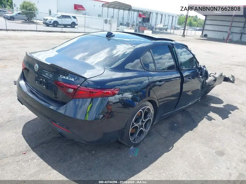 2022 Alfa Romeo Giulia Ti Awd VIN: ZARFANBN0N7662808 Lot: 42754296