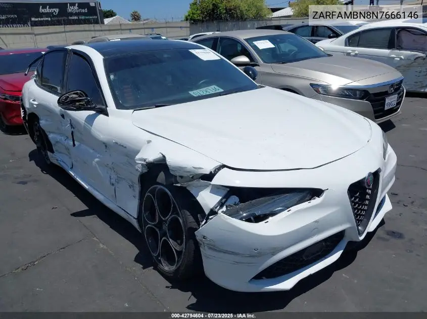 2022 Alfa Romeo Giulia Veloce Ti Rwd VIN: ZARFAMBN8N7666146 Lot: 42794604