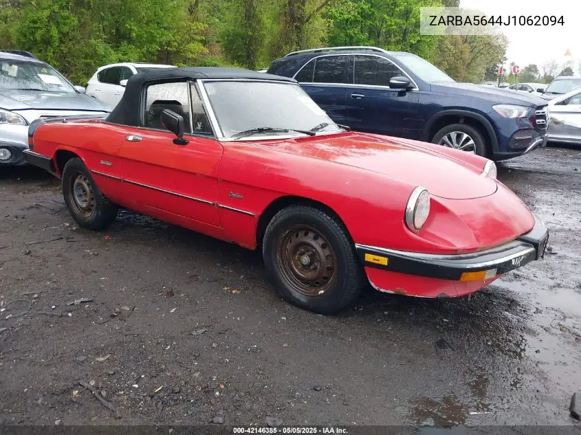 1988 Alfa Romeo Spider Graduate VIN: ZARBA5644J1062094 Lot: 42146385