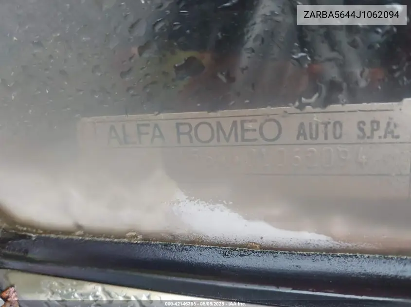1988 Alfa Romeo Spider Graduate VIN: ZARBA5644J1062094 Lot: 42146385