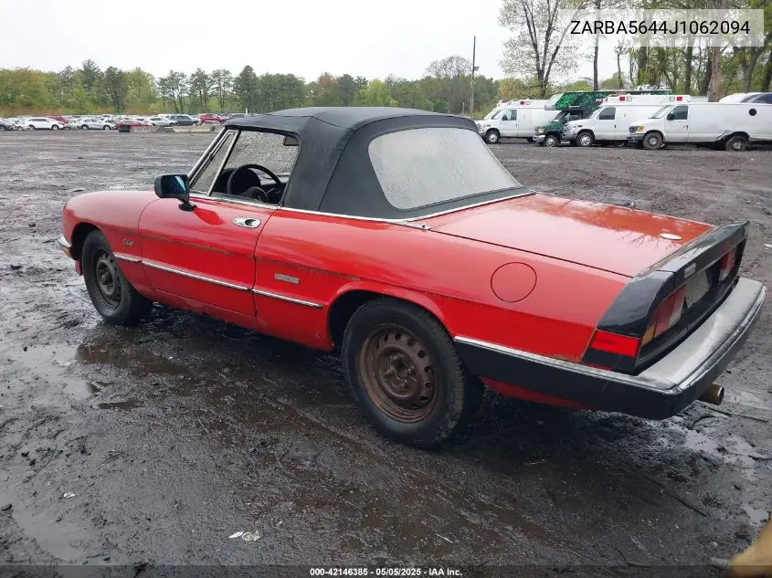 1988 Alfa Romeo Spider Graduate VIN: ZARBA5644J1062094 Lot: 42146385