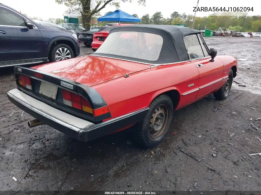 1988 Alfa Romeo Spider Graduate VIN: ZARBA5644J1062094 Lot: 42146385