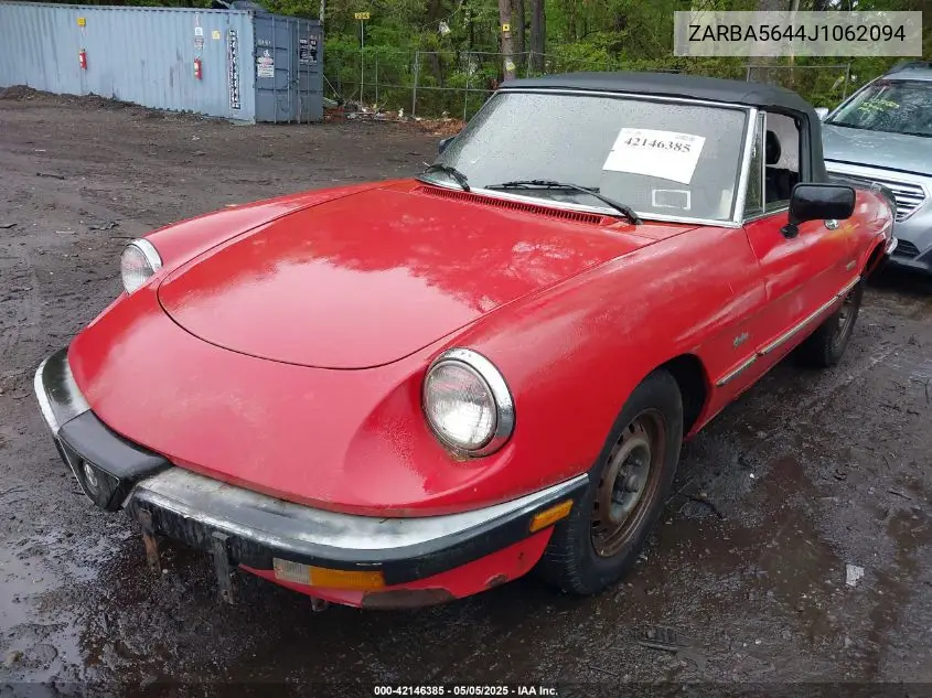 1988 Alfa Romeo Spider Graduate VIN: ZARBA5644J1062094 Lot: 42146385