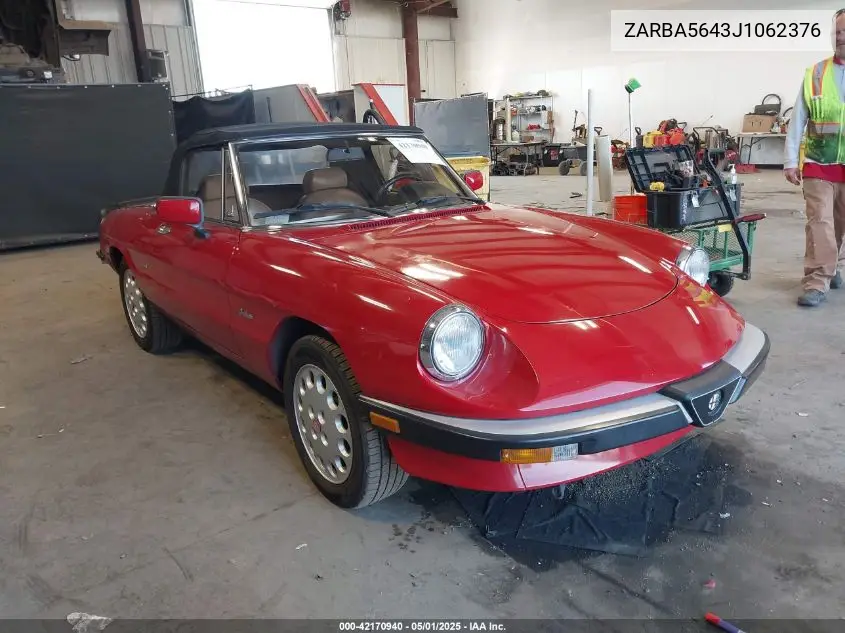 1988 Alfa Romeo Spider Graduate VIN: ZARBA5643J1062376 Lot: 42170940