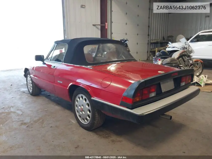 1988 Alfa Romeo Spider Graduate VIN: ZARBA5643J1062376 Lot: 42170940