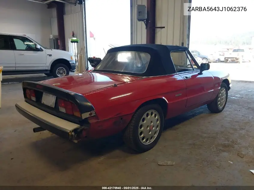 1988 Alfa Romeo Spider Graduate VIN: ZARBA5643J1062376 Lot: 42170940