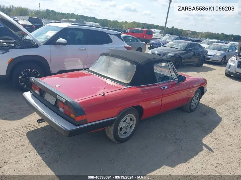 1989 Alfa Romeo Spider Veloce VIN: ZARBA5586K1066203 Lot: 40398091