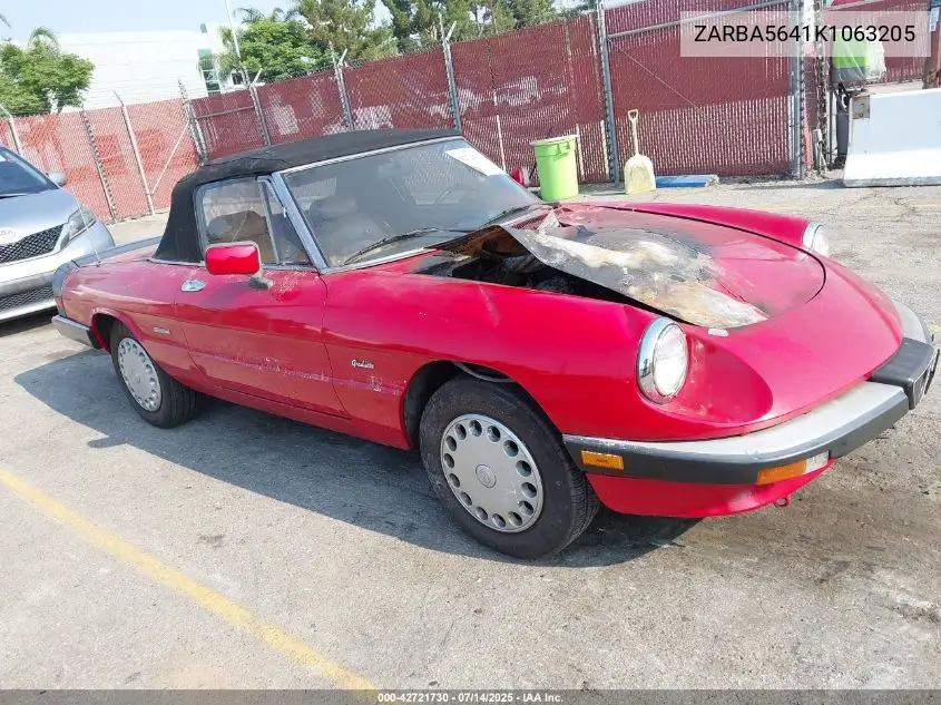 1989 Alfa Romeo Spider Graduate VIN: ZARBA5641K1063205 Lot: 42721730