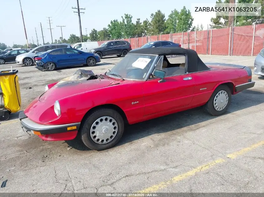 1989 Alfa Romeo Spider Graduate VIN: ZARBA5641K1063205 Lot: 42721730