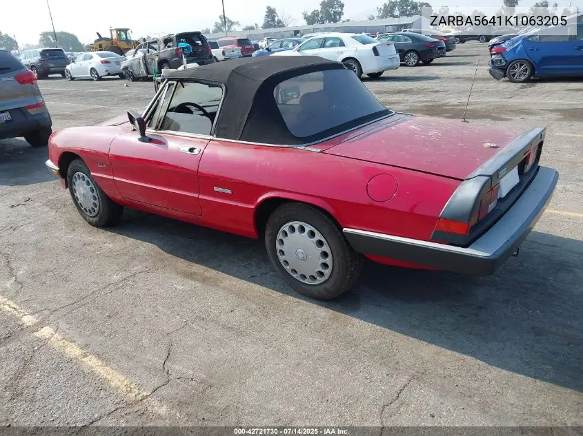 1989 Alfa Romeo Spider Graduate VIN: ZARBA5641K1063205 Lot: 42721730