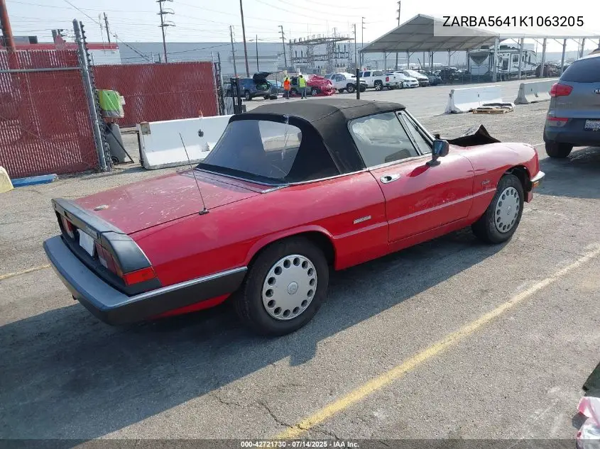 1989 Alfa Romeo Spider Graduate VIN: ZARBA5641K1063205 Lot: 42721730