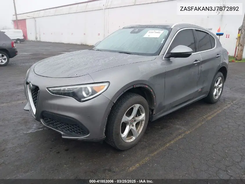 2018 Alfa Romeo Stelvio Awd VIN: ZASFAKAN3J7B72892 Lot: 41853006