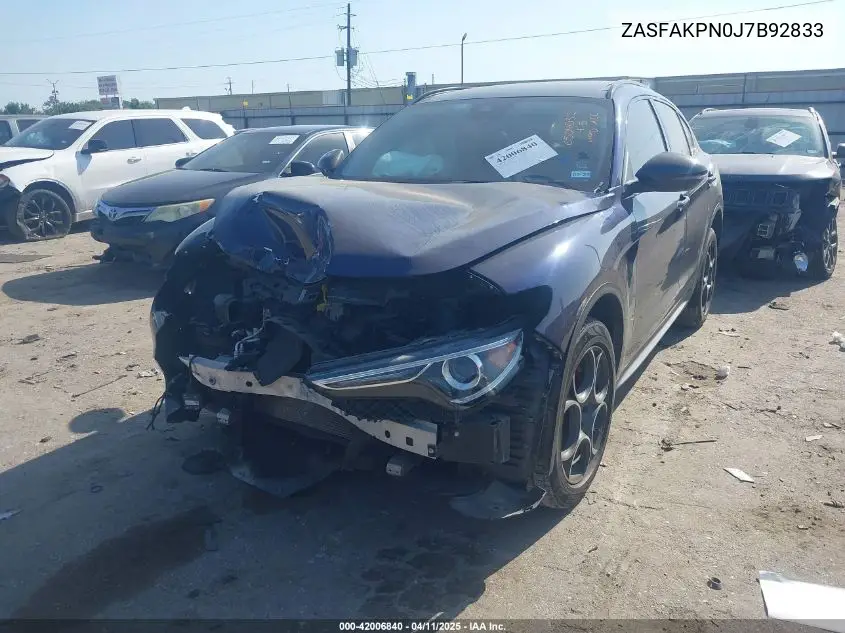 2018 Alfa Romeo Stelvio Sport Awd VIN: ZASFAKPN0J7B92833 Lot: 42006840