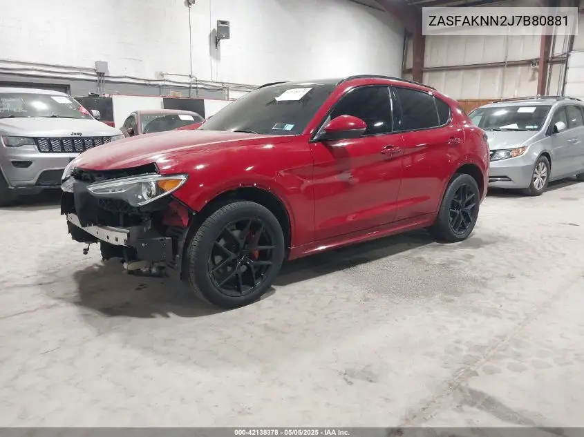 2018 Alfa Romeo Stelvio Ti Sport Awd VIN: ZASFAKNN2J7B80881 Lot: 42138378