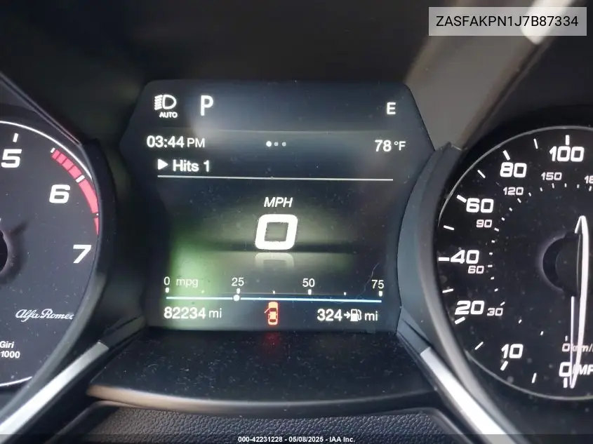 2018 Alfa Romeo Stelvio Sport Awd VIN: ZASFAKPN1J7B87334 Lot: 42231228