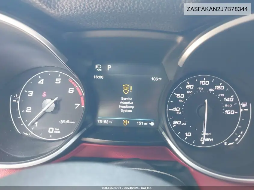 2018 Alfa Romeo Stelvio Awd VIN: ZASFAKAN2J7B78344 Lot: 42592791