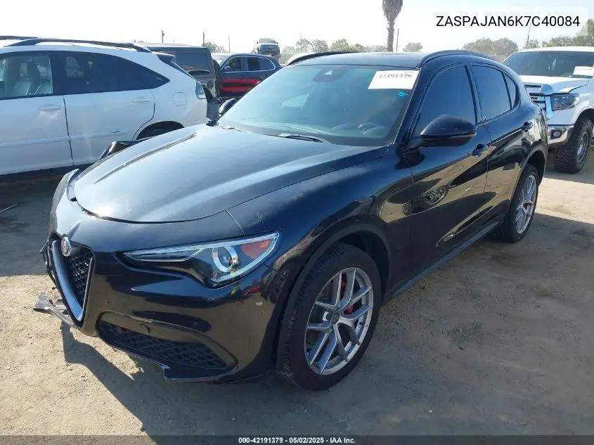 2019 Alfa Romeo Stelvio Sport Rwd VIN: ZASPAJAN6K7C40084 Lot: 42191379