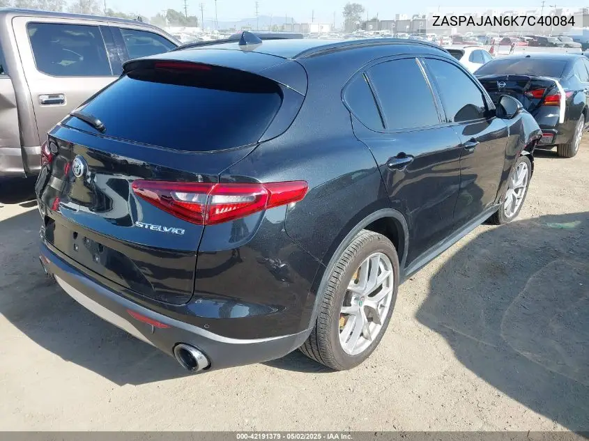 2019 Alfa Romeo Stelvio Sport Rwd VIN: ZASPAJAN6K7C40084 Lot: 42191379