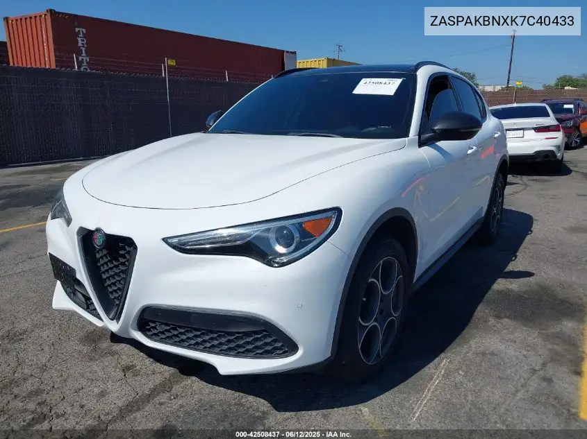 2019 Alfa Romeo Stelvio Ti Sport Awd VIN: ZASPAKBNXK7C40433 Lot: 42508437