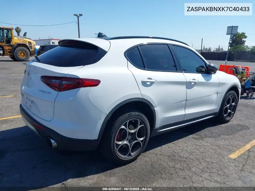 2019 Alfa Romeo Stelvio Ti Sport Awd VIN: ZASPAKBNXK7C40433 Lot: 42508437