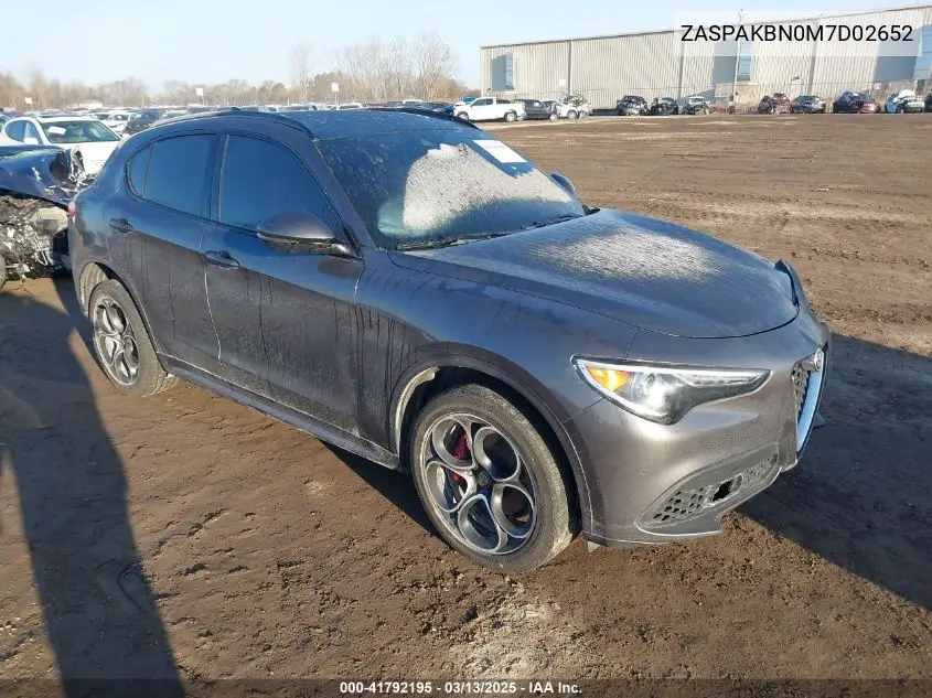 2021 Alfa Romeo Stelvio Ti Sport Awd VIN: ZASPAKBN0M7D02652 Lot: 41792195