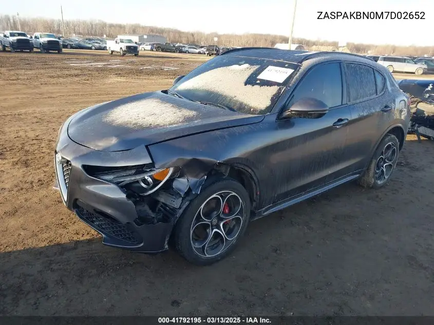 2021 Alfa Romeo Stelvio Ti Sport Awd VIN: ZASPAKBN0M7D02652 Lot: 41792195