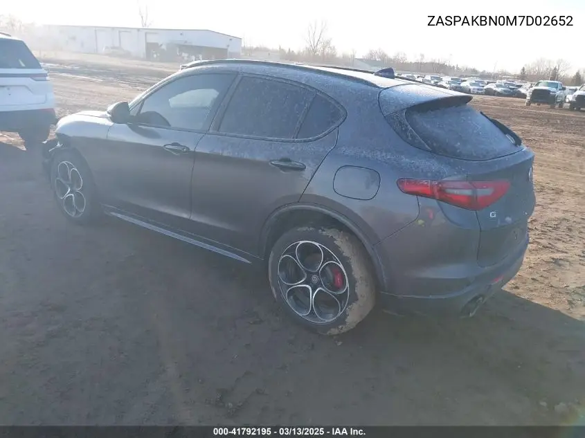 2021 Alfa Romeo Stelvio Ti Sport Awd VIN: ZASPAKBN0M7D02652 Lot: 41792195