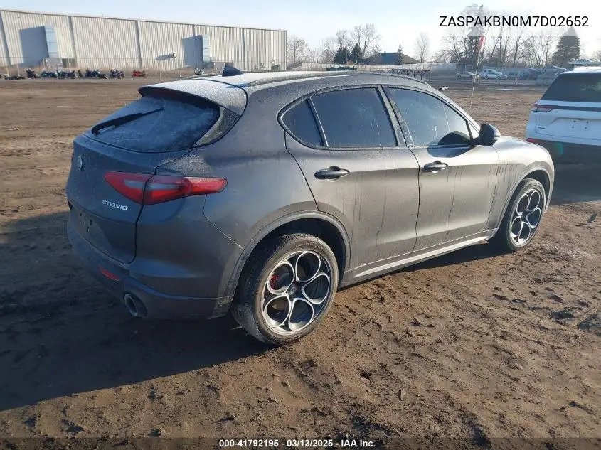 2021 Alfa Romeo Stelvio Ti Sport Awd VIN: ZASPAKBN0M7D02652 Lot: 41792195
