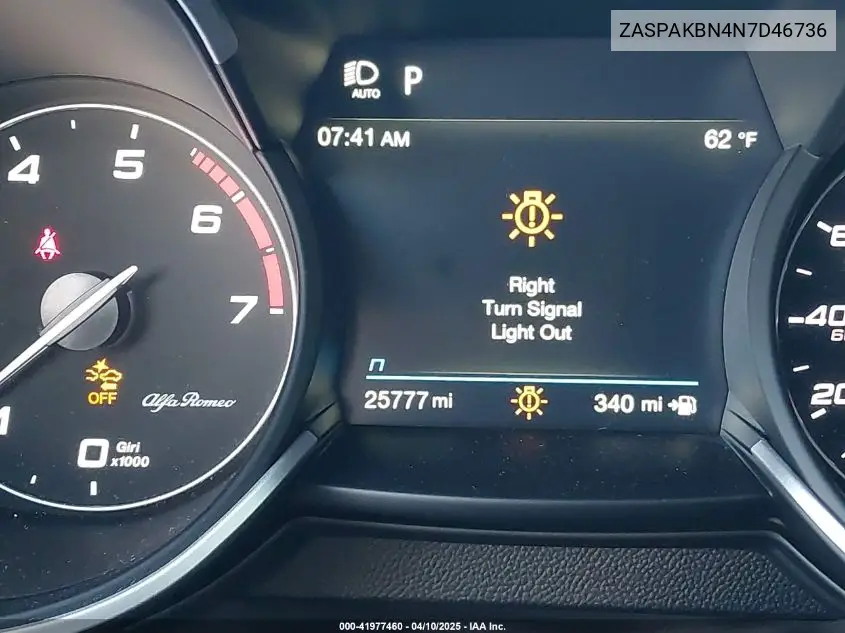 2022 Alfa Romeo Stelvio Ti Awd VIN: ZASPAKBN4N7D46736 Lot: 41977460